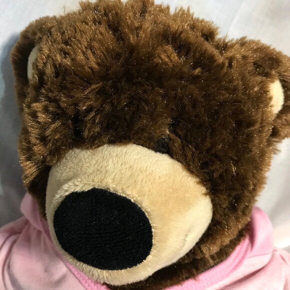 Build A Bear Workshop Brown Teddy Bear In Pink Hoodie Plush Toy 14" - Picture 3 of 16